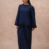 The Signature Linen Knot Skirt in Midnight