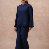 The Signature Linen Knot Skirt in Midnight