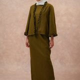 The Classic Pleated Linen Skirt in Olive