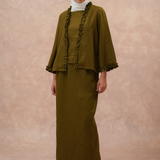 The Classic Pleated Linen Skirt in Olive