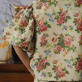 Heritage Brocade Bubble Blouse in Chamomile