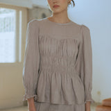 Sweetheart Linen Blouse in Dusty Pink