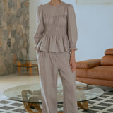 Sweetheart Linen Blouse in Dusty Pink
