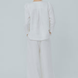 Modern Asymmetric Linen Blouse in White