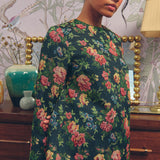 Heritage Brocade Kurung Top in Earl Grey