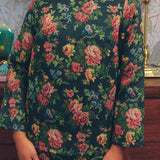 Heritage Brocade Kurung Top in Earl Grey