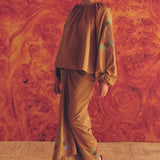 Frida Poplin Knot Skirt in Caramel