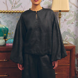 Lady Ramie Blouse in Onyx