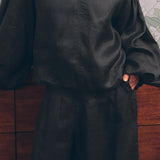 Lady Ramie Blouse in Onyx