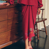 Frida Poplin Knot Skirt in Ruby
