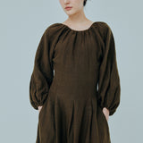 Solstice Linen Dress in Dark Khaki