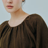 Solstice Linen Dress in Dark Khaki