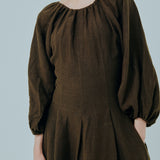Solstice Linen Dress in Dark Khaki