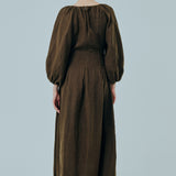 Solstice Linen Dress in Dark Khaki