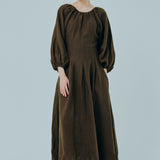 Solstice Linen Dress in Dark Khaki