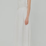Curator Broderie Pleated Maxi Skirt in White