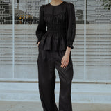 Sweetheart Linen Blouse in Black