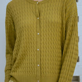 Iris Cable-Knit Cardigan in Chartreuse