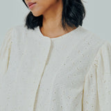 Galleria Broderie Bubble Blouse in Cream