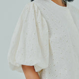 Galleria Broderie Bubble Blouse in Cream