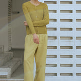 Iris Cable-Knit Cardigan in Chartreuse