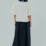 Galleria Broderie Bubble Blouse in Cream