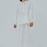 Studio Ruffle Ramie Blouse in White