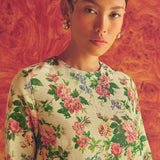 Heritage Brocade Kurung Top in Chamomile