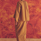 Frida Poplin Blouse in Caramel