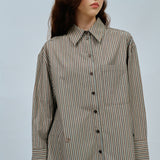 Blueprint Poplin Stripe Shirt in Chocolate