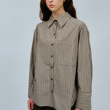 Blueprint Poplin Stripe Shirt in Chocolate