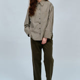 Blueprint Poplin Stripe Shirt in Chocolate