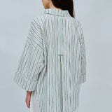 Sculptor Poplin Shirt in White Stripe