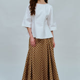 Technical Printed Skirt in Caramel