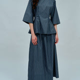 Canvas Skirt in Steel Blue Stripe