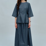 Canvas Skirt in Steel Blue Stripe