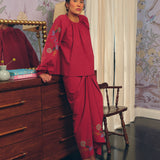 Frida Poplin Blouse in Ruby