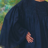 Clio Hand-Stitched Honeycomb Blouse in Midnight