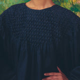 Clio Hand-Stitched Honeycomb Blouse in Midnight