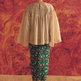 Clio Hand-Stitched Honeycomb Blouse in Ecru