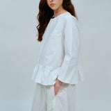 Afternoon Peplum Blouse in White