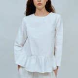 Afternoon Peplum Blouse in White