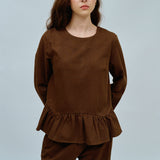 Afternoon Peplum Blouse in Chocolate