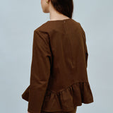Afternoon Peplum Blouse in Chocolate