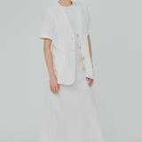 Midtown Linen Bias Dress in White