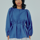 Big Day Linen Blouse in Cerulean