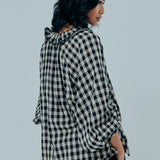 Studio Ruffle Blouse in Black Gingham