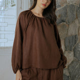 Cloud Linen Blouse in Chocolate