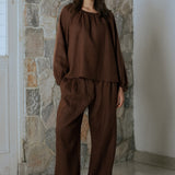 Cloud Linen Blouse in Chocolate