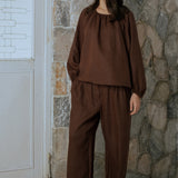Cloud Linen Blouse in Chocolate